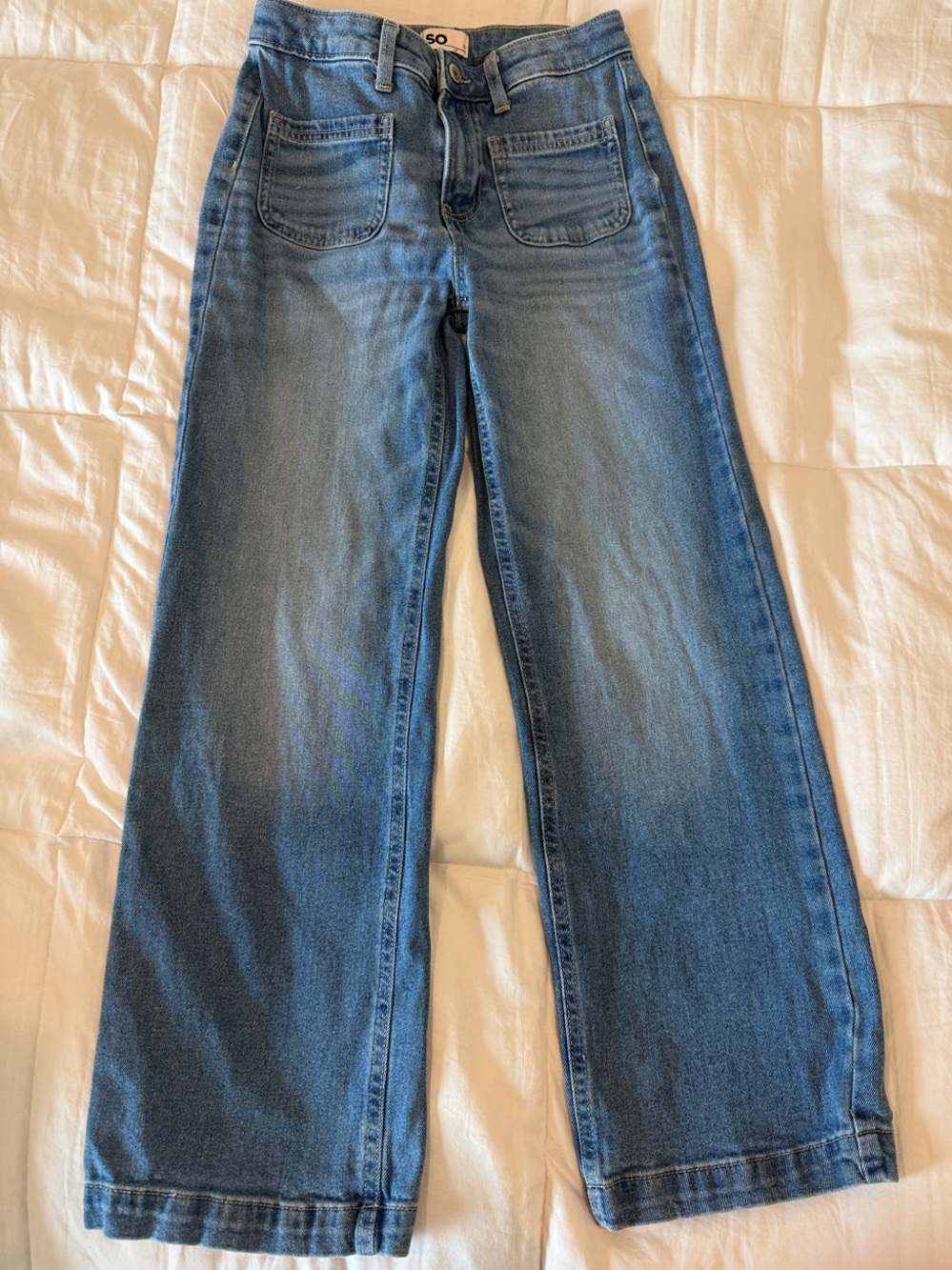 SO Girls' Midwash Wide-Leg Jeans